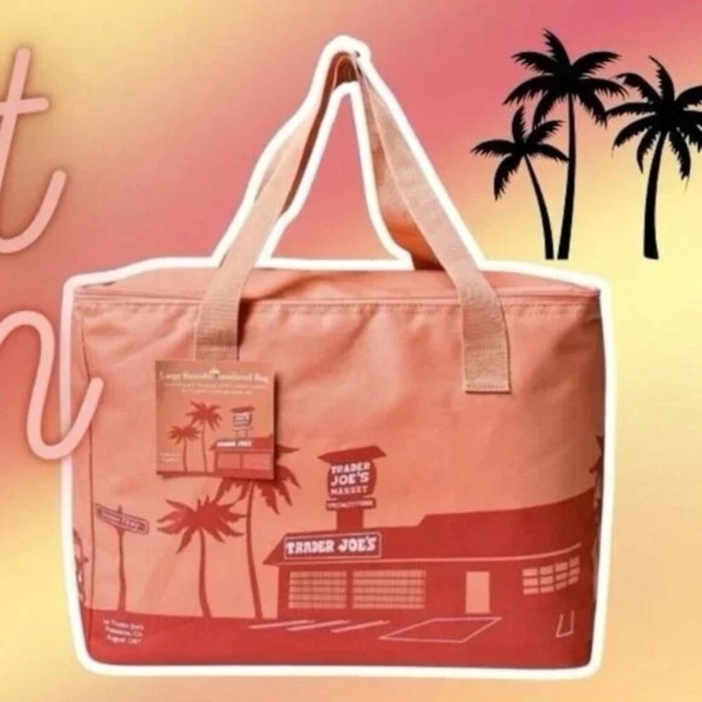 Trader Joe’s Spring & Easter Insulated Large Tote Bag 🥕🐇Easter Peach